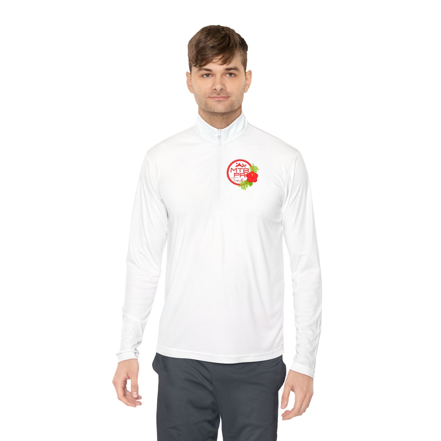 Unisex Quarter-Zip Pullover - MTB PR Trails - Amapola