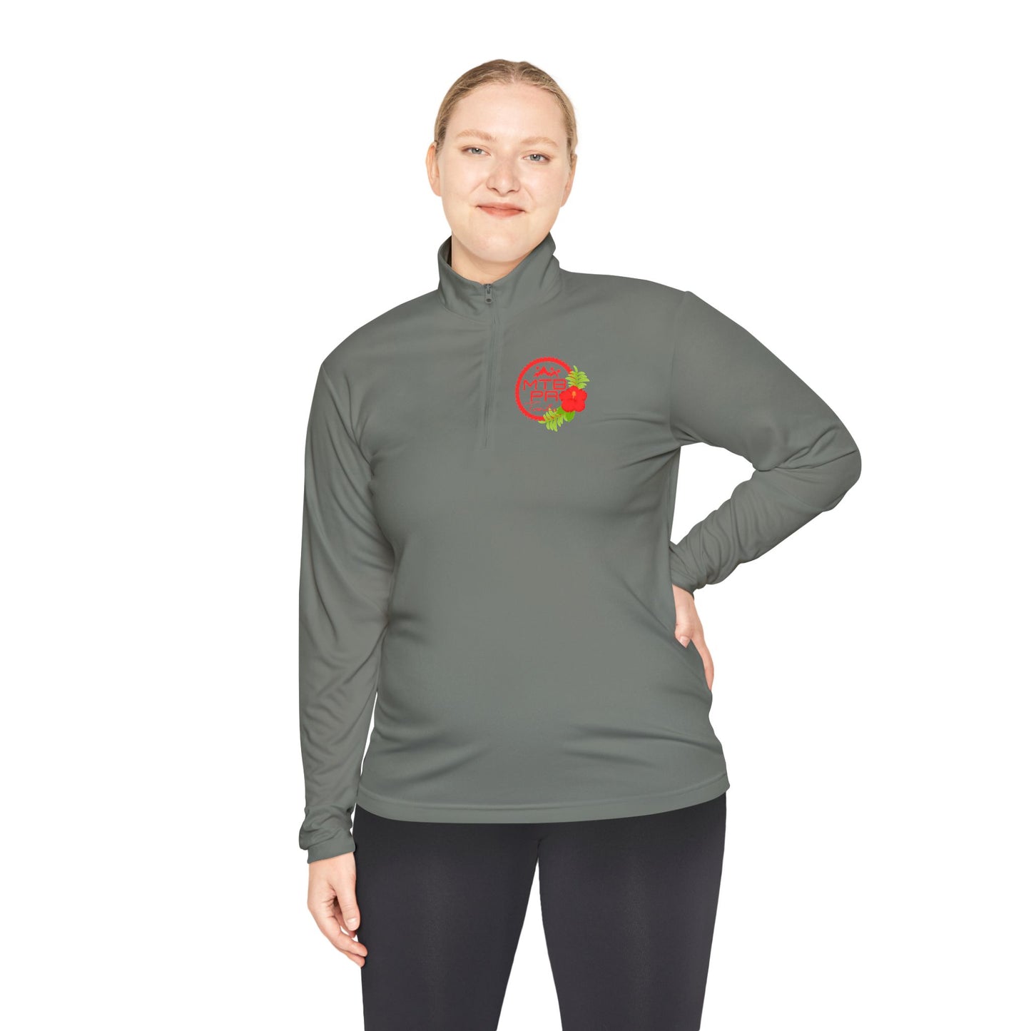 Unisex Quarter-Zip Pullover - MTB PR Trails - Amapola