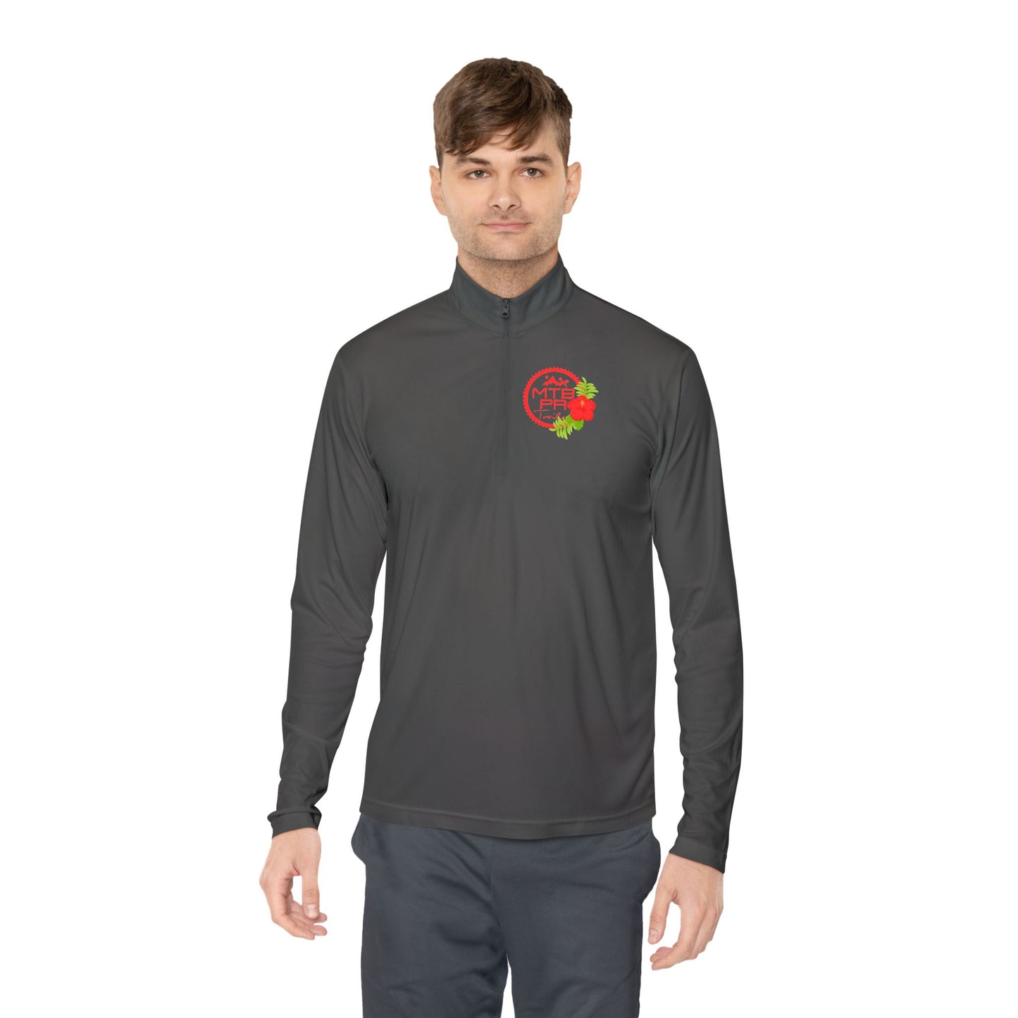 Unisex Quarter-Zip Pullover - MTB PR Trails - Amapola