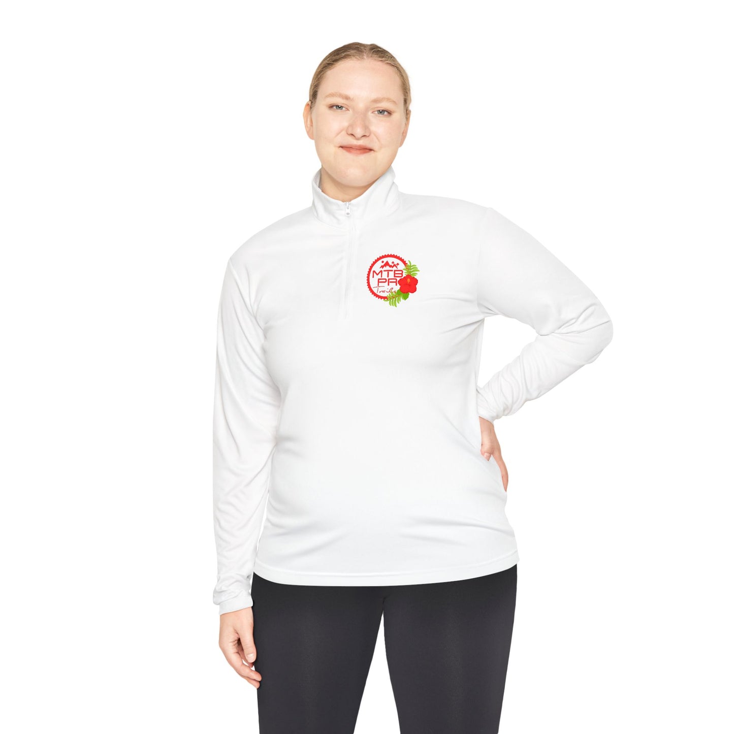 Unisex Quarter-Zip Pullover - MTB PR Trails - Amapola