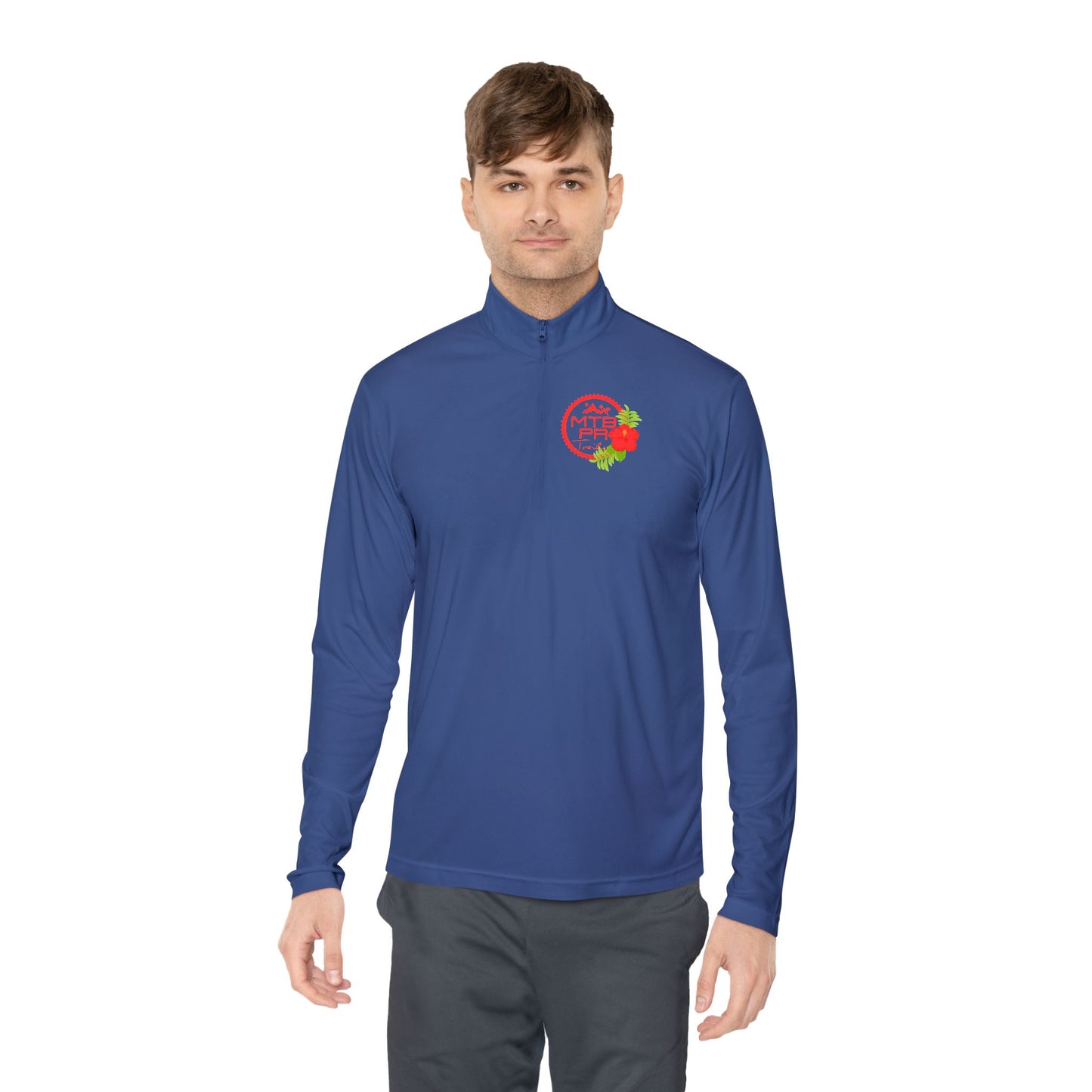 Unisex Quarter-Zip Pullover - MTB PR Trails - Amapola