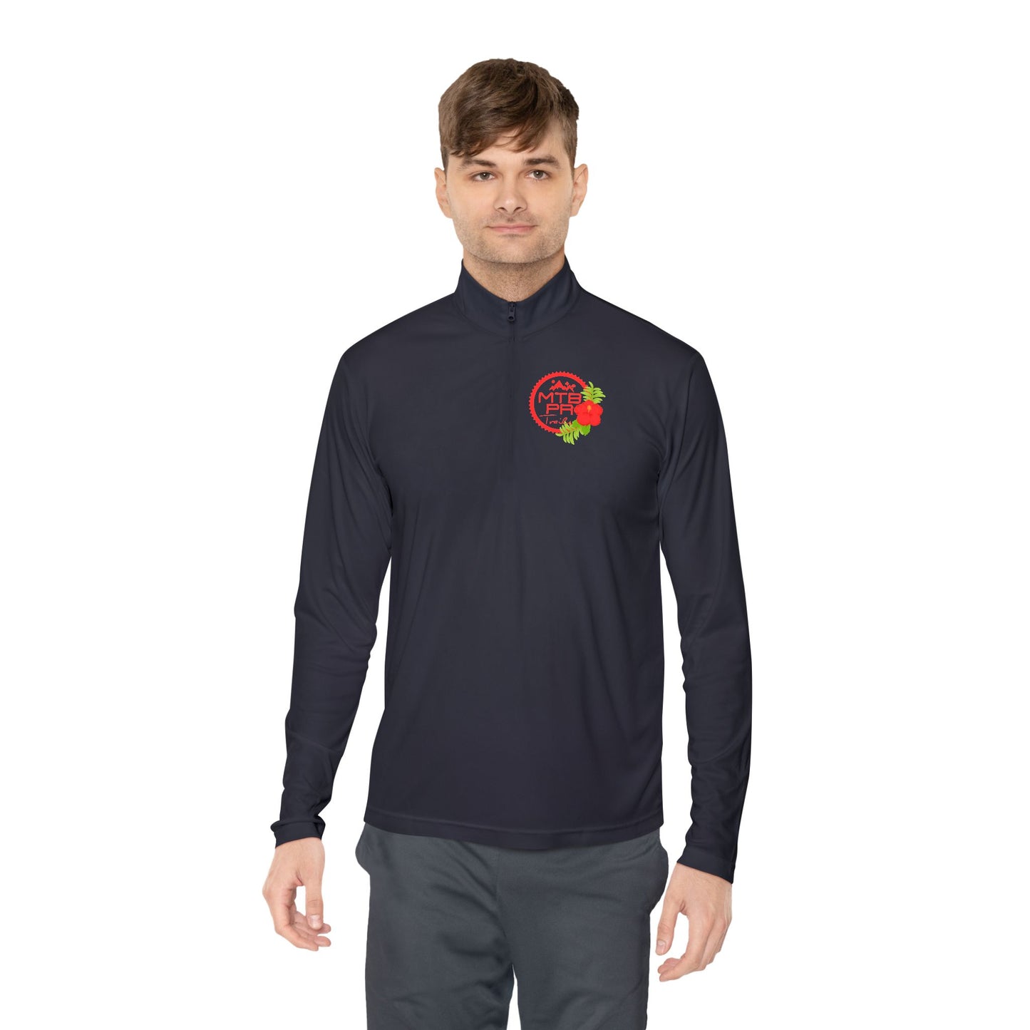 Unisex Quarter-Zip Pullover - MTB PR Trails - Amapola
