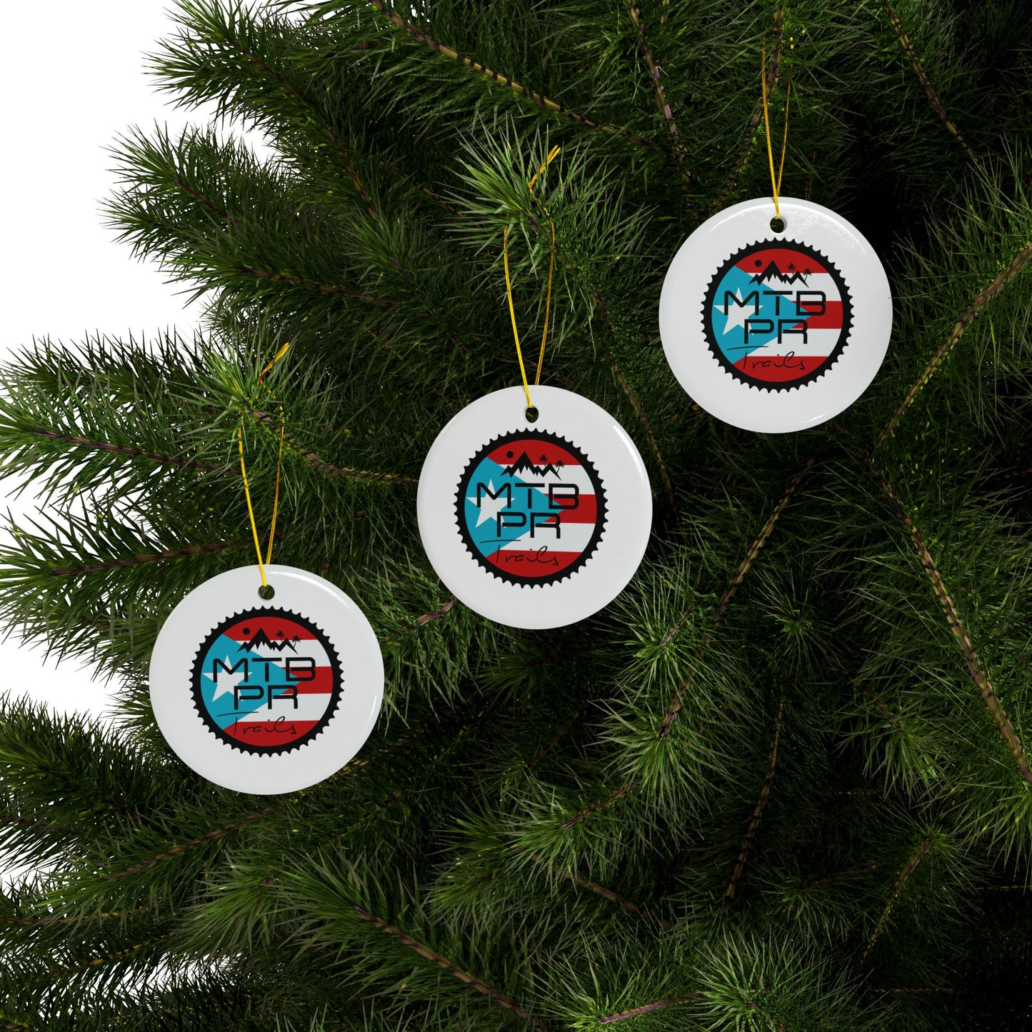MTB PR Traila - Bandera - Ceramic Ornaments, 2-Side Print, (1pc, 3pcs, 5pcs, 10pcs)