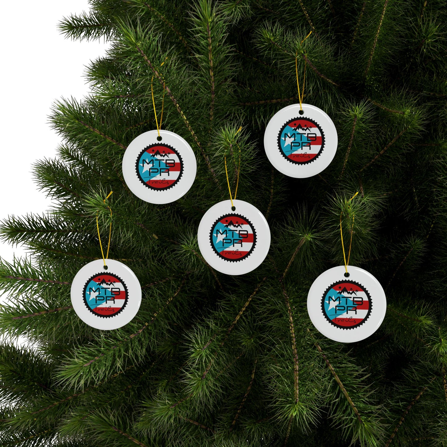 MTB PR Traila - Bandera - Ceramic Ornaments, 2-Side Print, (1pc, 3pcs, 5pcs, 10pcs)