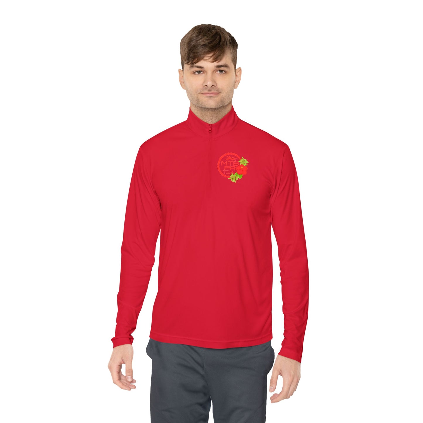 Unisex Quarter-Zip Pullover - MTB PR Trails - Amapola