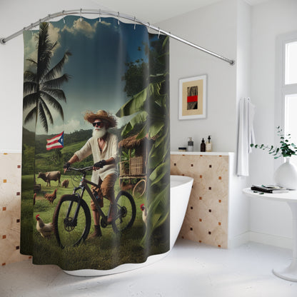 El Jibaro MTB -  Shower Curtain - Beach Decor, Bathroom Art, Summer Bathroom Accent, Gift for Beach Lovers, Tropical Home Decor