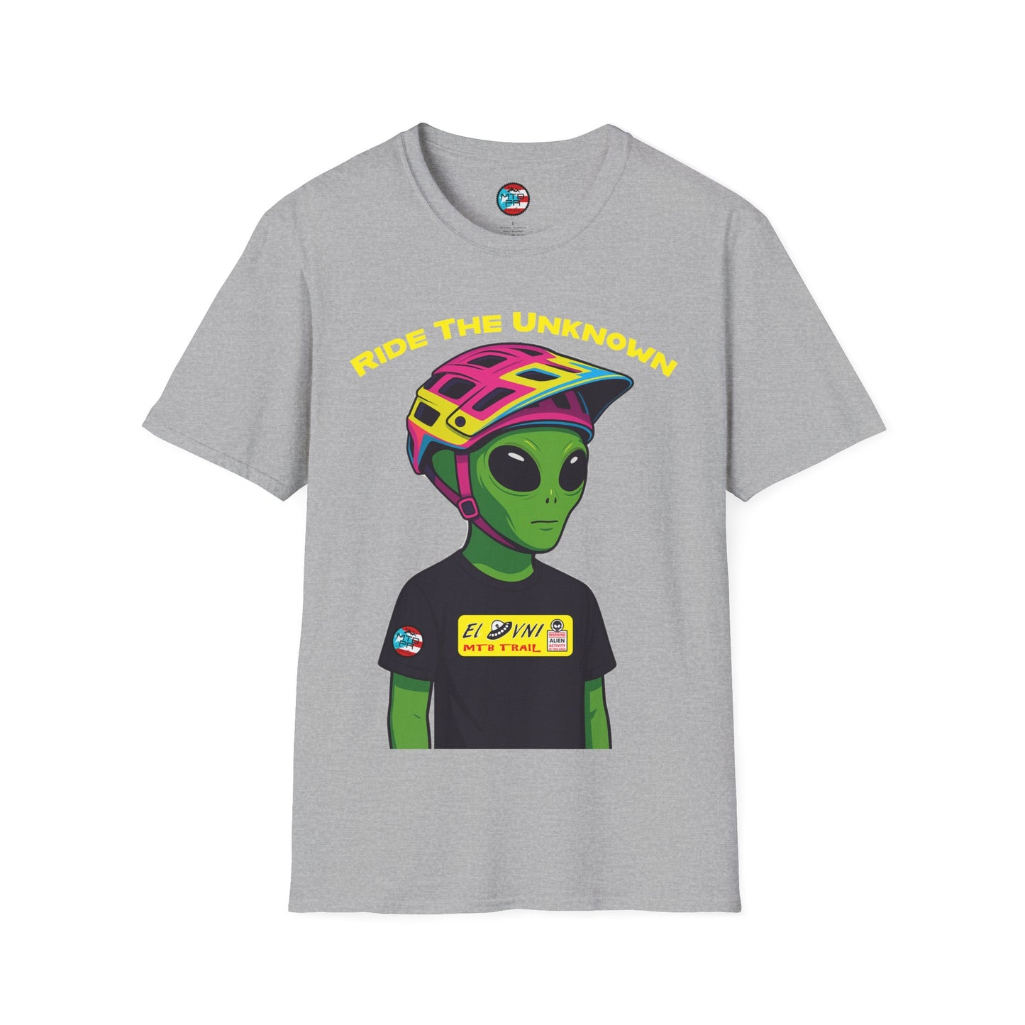 Ride The Unknown " - El Ovni MTB - MTB PR TRAILS - Unisex Softstyle T-Shirt