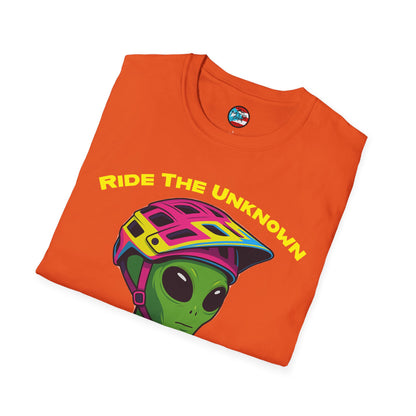 Ride The Unknown " - El Ovni MTB - MTB PR TRAILS - Unisex Softstyle T-Shirt