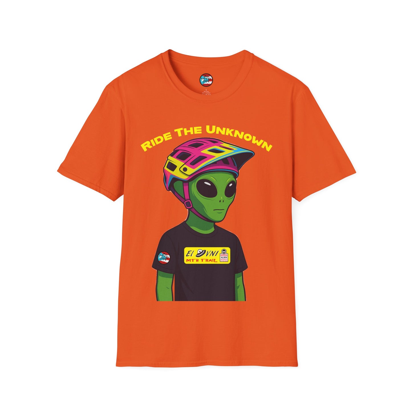 Ride The Unknown " - El Ovni MTB - MTB PR TRAILS - Unisex Softstyle T-Shirt