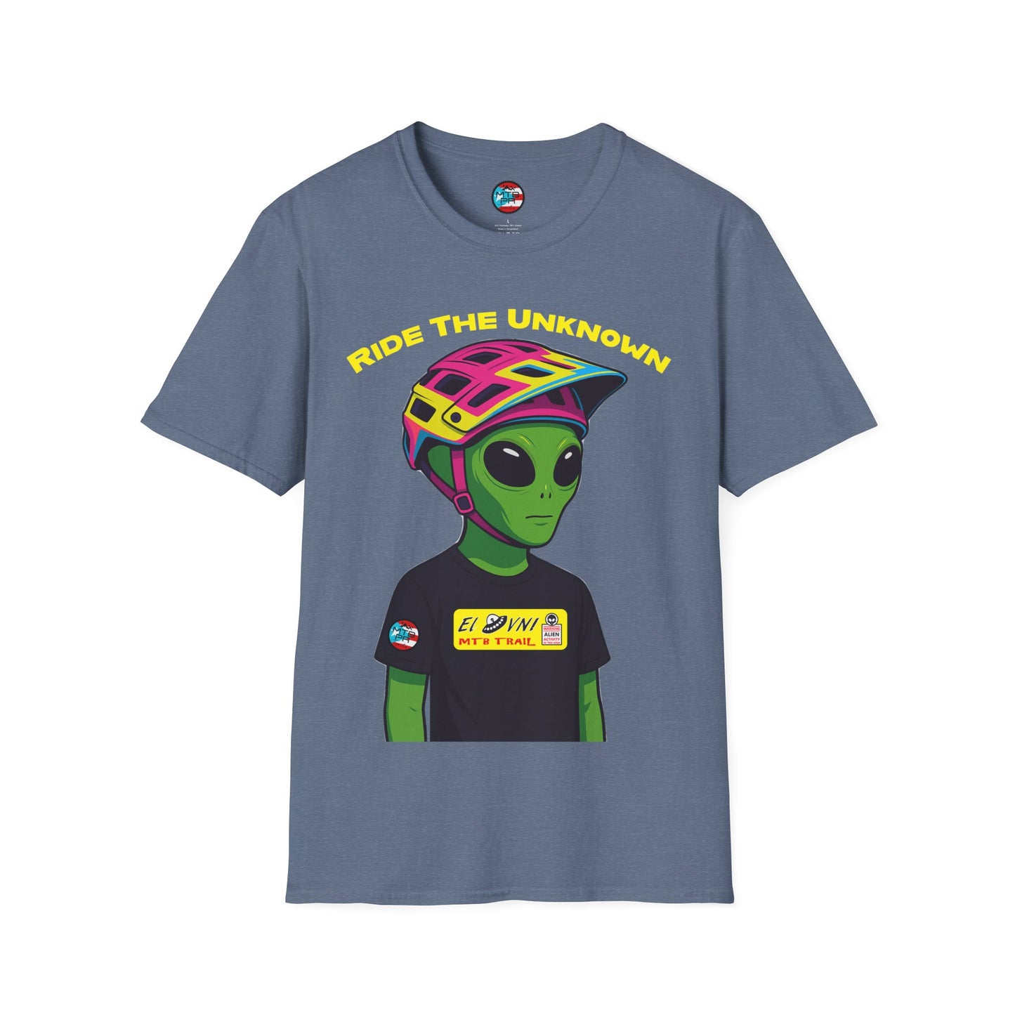 Ride The Unknown " - El Ovni MTB - MTB PR TRAILS - Unisex Softstyle T-Shirt