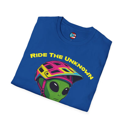 Ride The Unknown " - El Ovni MTB - MTB PR TRAILS - Unisex Softstyle T-Shirt